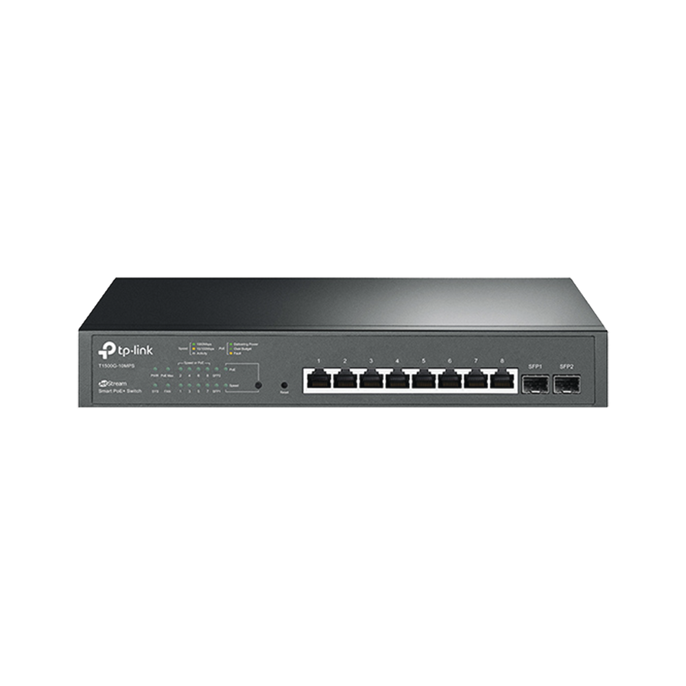 Smart Switch PoE+ JetStream administrable Capa 2, 8 puertos 10/100/1000 Mbps + 2 puertos SFP 116 W