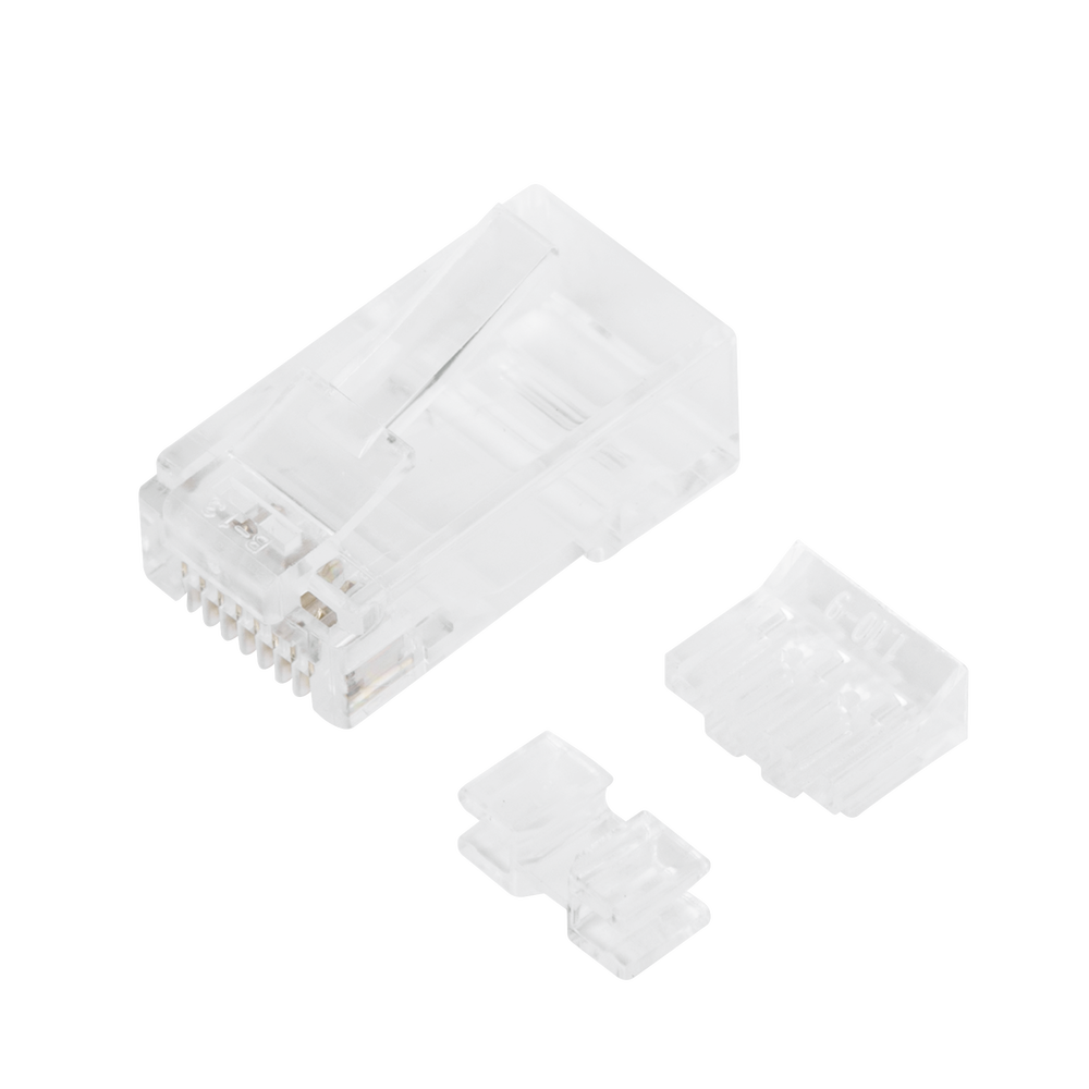 Bote con 100 Piezas de Plug Modular RJ45 Cat6A chapado de oro a 30 micras para durabilidad extrema