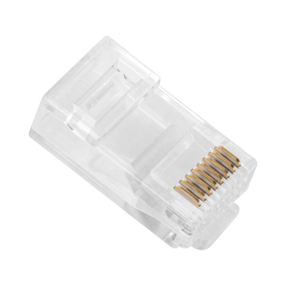 Can of 100 unshielded RJ45 Cat6 Pass-Thru plugs, 30 micron gold plated for extreme durability