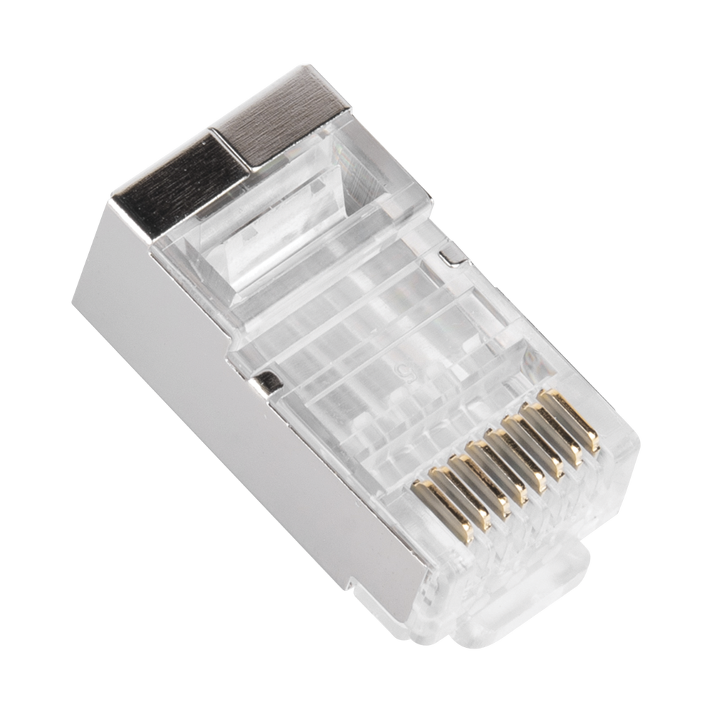 Bote con 100 Piezas de Plug Modular RJ45 Cat6 blindado, chapado de oro a 30 micras para durabilidad extrema SIN PIN DE TIERRA