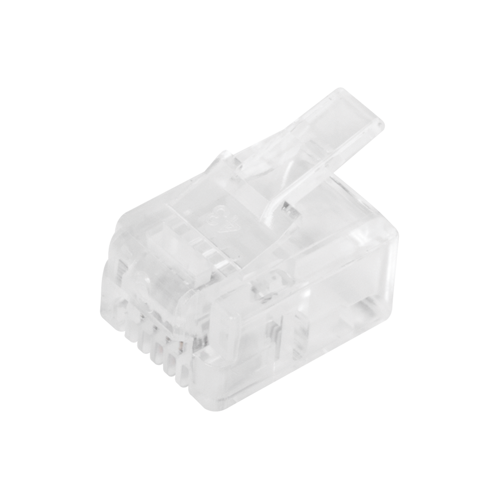 Bote con 100 piezas de plug modular tipo RJ11 de 4 contactos chapado de oro a 50 micras