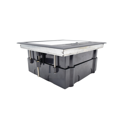 Caja de piso para cuatro módulos universales (Socket M4), para alimentación eléctrica y redes de datos (11000-43401) No 