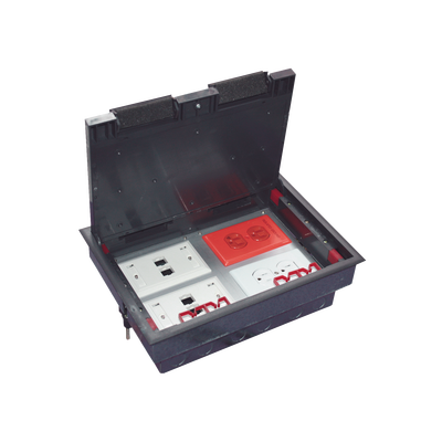 Caja de piso para cuatro módulos universales (Socket M4), para alimentación eléctrica y redes de datos (11000-43401) No 