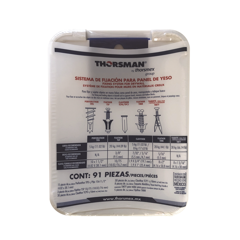 Kit para Sistemas de Fijación en Yeso, Muros Falsos, Tabique hueco, Uso en interiores  (91 piezas)