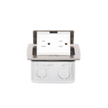 Mini caja de piso rectangular en acero inoxidable con 2 contactos eléctricos (11000-21201)