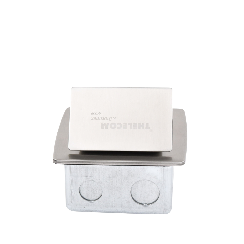 Mini caja de piso rectangular para datos y conectores tipo Keystone, Color y material en acero inoxidable (3 puertos) (11000-21202)