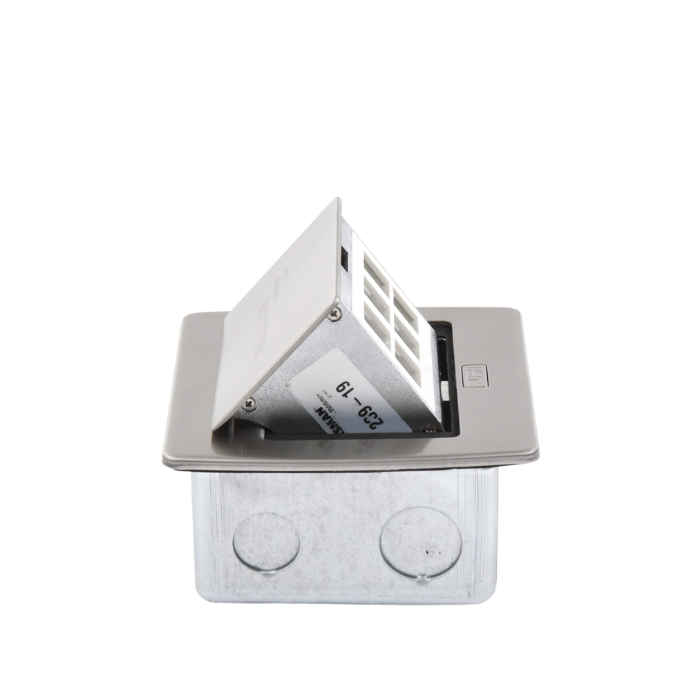 Mini caja de piso rectangular para datos y conectores tipo Keystone, Color y material en acero inoxidable (3 puertos) (11000-21202)