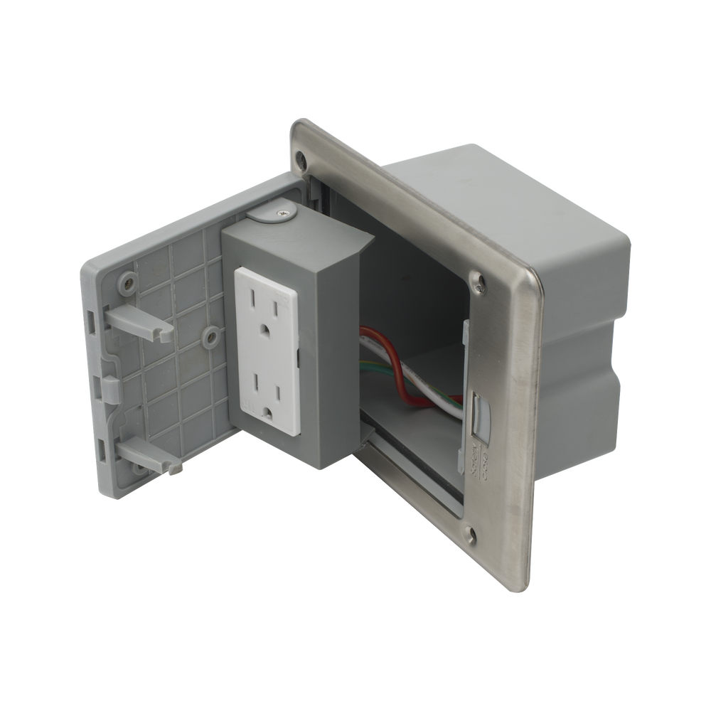 Caja de piso con contacto eléctrico (Duplex), resistente al agua, IP66 (Con tapa cerrada) (11000-53201)