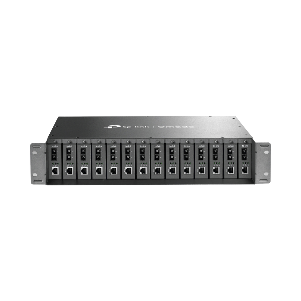 Chasis para montaje en rack de 14 bahías para convertidores de medios, con soporte para fuente redundante V 3.0