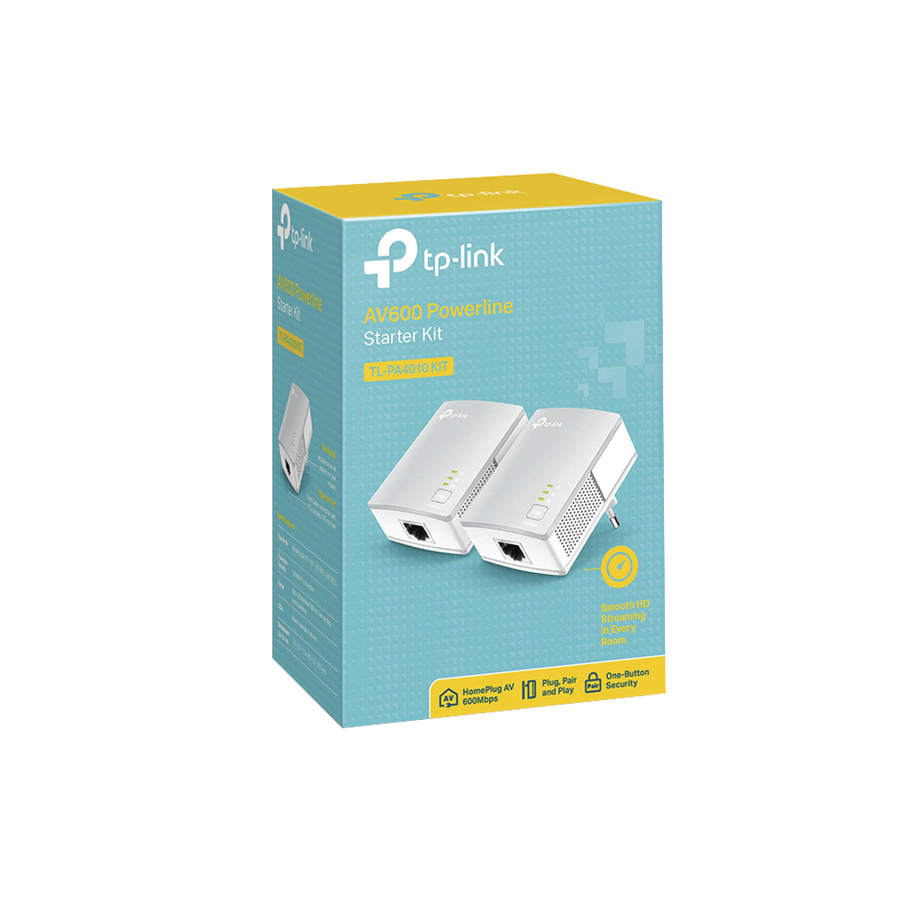 Kit Adaptador Powerline Ethernet, tecnologia HomePlug AV, 500Mbps, Plug and Play, hasta 300 M dentro de casa, 1 Puerto 10/100 Mbps y tamaño ultra compacto