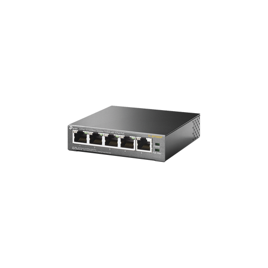 Switch PoE no Administrable de escritorio 5 puertos 10/100 Mbps, 4 puertos PoE, 58 W 