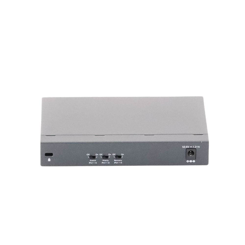 Switch PoE no Administrable de escritorio 6 puertos 10/100 Mbps, 4 puertos PoE, 67 W