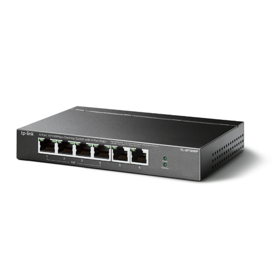 Switch PoE no Administrable de escritorio 6 puertos 10/100 Mbps, 4 puertos PoE, 67 W 