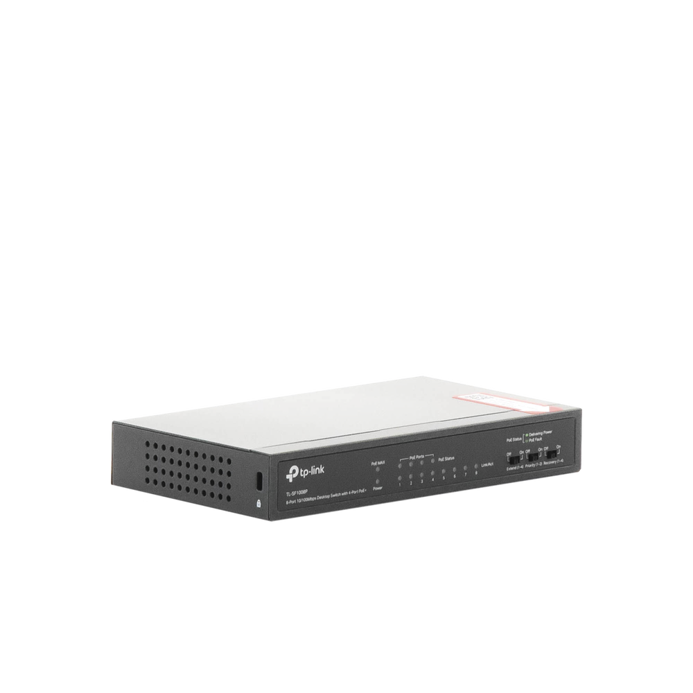 Switch PoE no Administrable de escritorio 8 puertos 10/100 Mbps, 4 puertos PoE, 57 W
