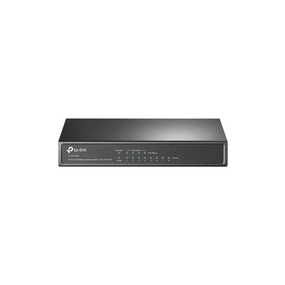 Switch PoE no Administrable de escritorio 8 puertos 10/100 Mbps, 4 puertos PoE, 57 W 