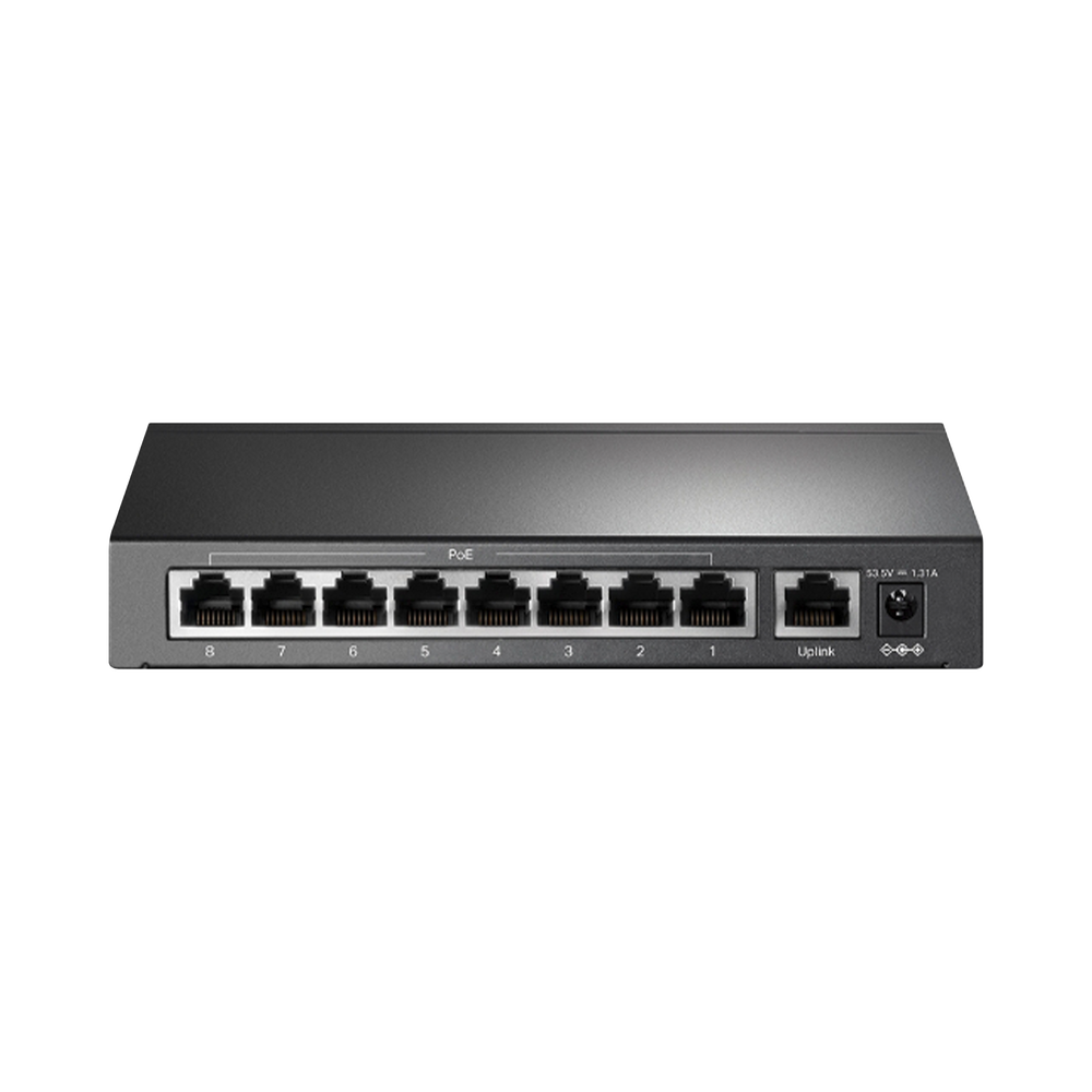 Switch PoE no Administrable de escritorio 9 puertos 10/100 Mbps, 8 puertos PoE, 65 W