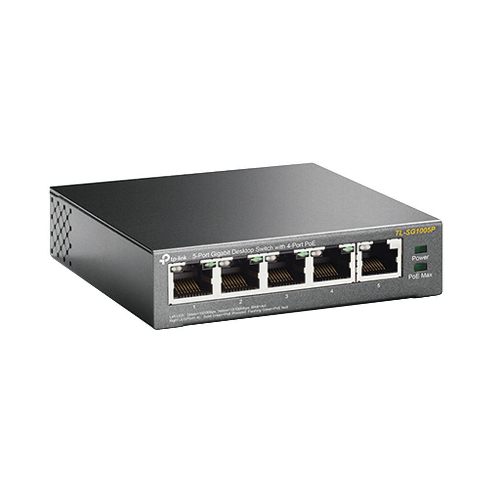 Switch PoE Gigabit de 5 puertos, con 4 puertos PoE 802.3af/at de hasta 56 W
