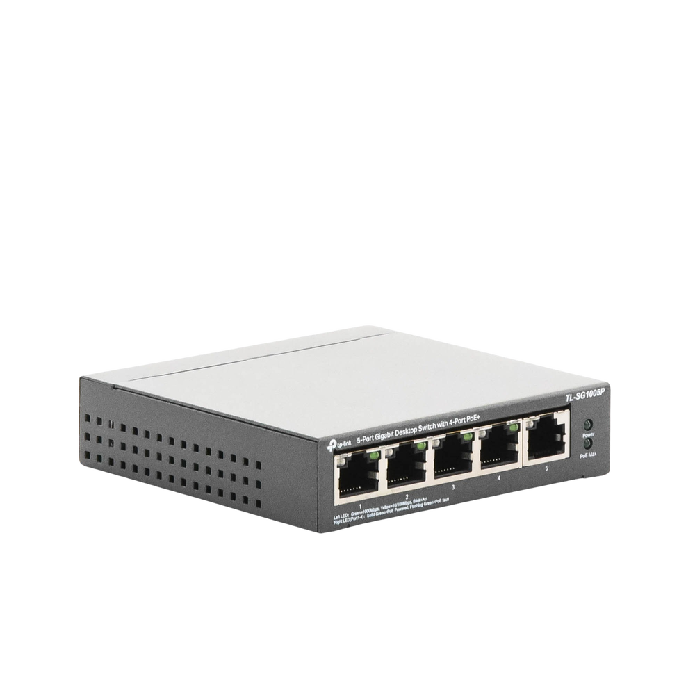 Switch PoE Gigabit de 5 puertos, con 4 puertos PoE 802.3af/at de hasta 56 W