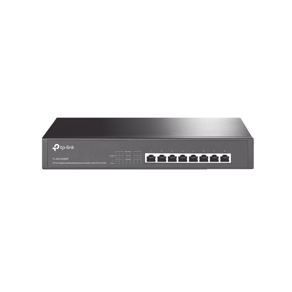 Switch Gigabit PoE+ no administrable de 8 puertos 10/100/1000 Mbps y 8 puertos PoE para escritorio