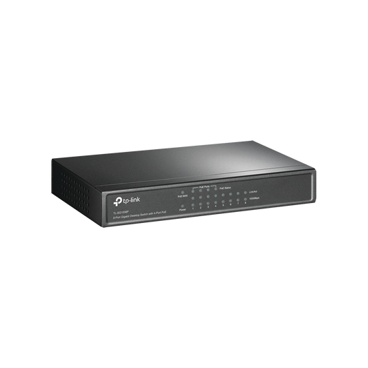 Switch Gigabit PoE+ no administrable de 8 puertos 10/100/1000 Mbps y 4 puertos PoE para escritorio