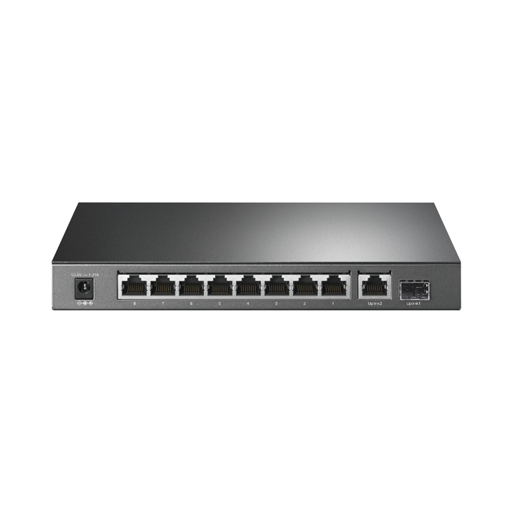 Switch de escritorio PoE+, no Administrable 8 puertos 10/100/1000 Mbps + 1 puertos 10/100/1000 Mbps (Uplink) + 1 puerto SFP, 63W