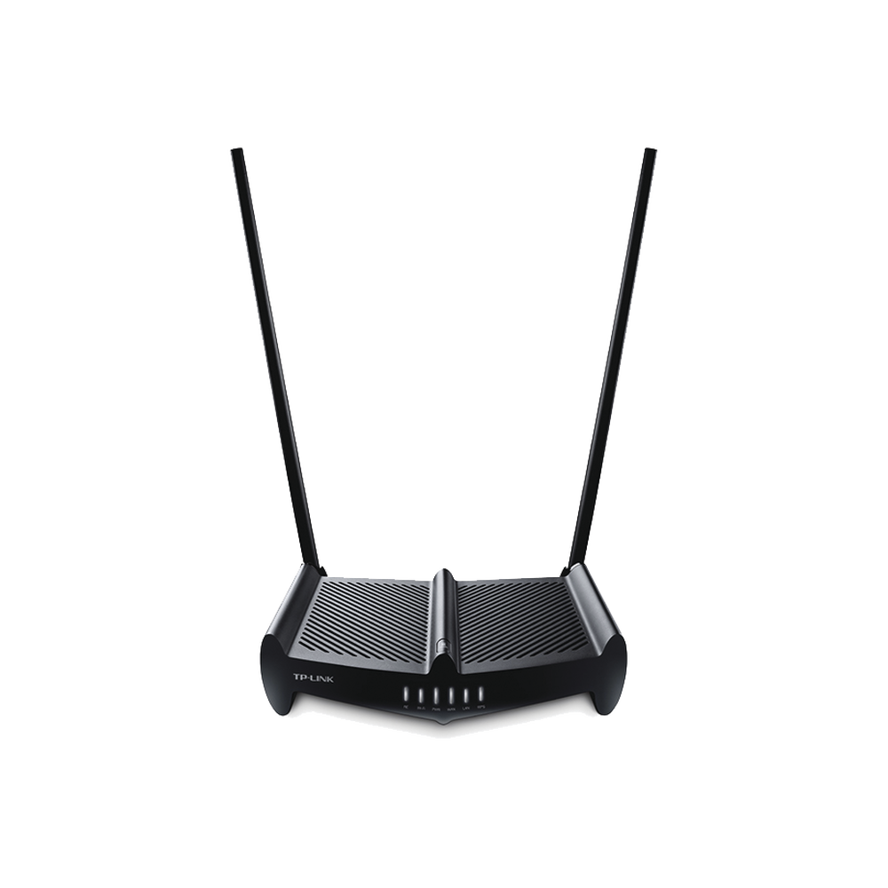Router Inalámbrico de Alta Potencia, 2.4 GHz, 300 Mbps, 2 antenas externas omnidireccional 9 dBi, 4 Puertos LAN 10/100 Mbps, 1 Puerto WAN 10/100 Mbps, control de ancho de banda