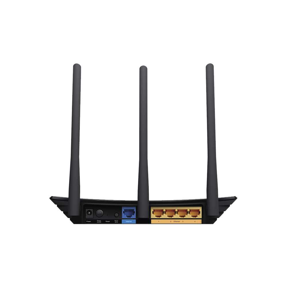2.4 GHz Wireless Router, 450 Mbps, 3 external omnidirectional 5 dBi antennas, 4 10/100 Mbps LAN ports, 1 10/100 Mbps WAN port