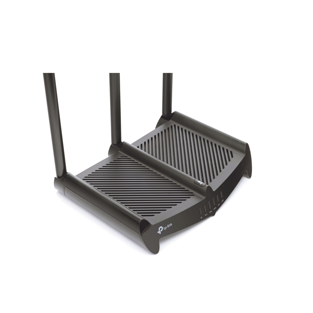 High Power Wireless Router, 2.4 GHz, 450 Mbps, 3 external omnidirectional 9 dBi antennas, 4 10/100 Mbps LAN ports, 1 10/100 Mbps WAN port, bandwidth control