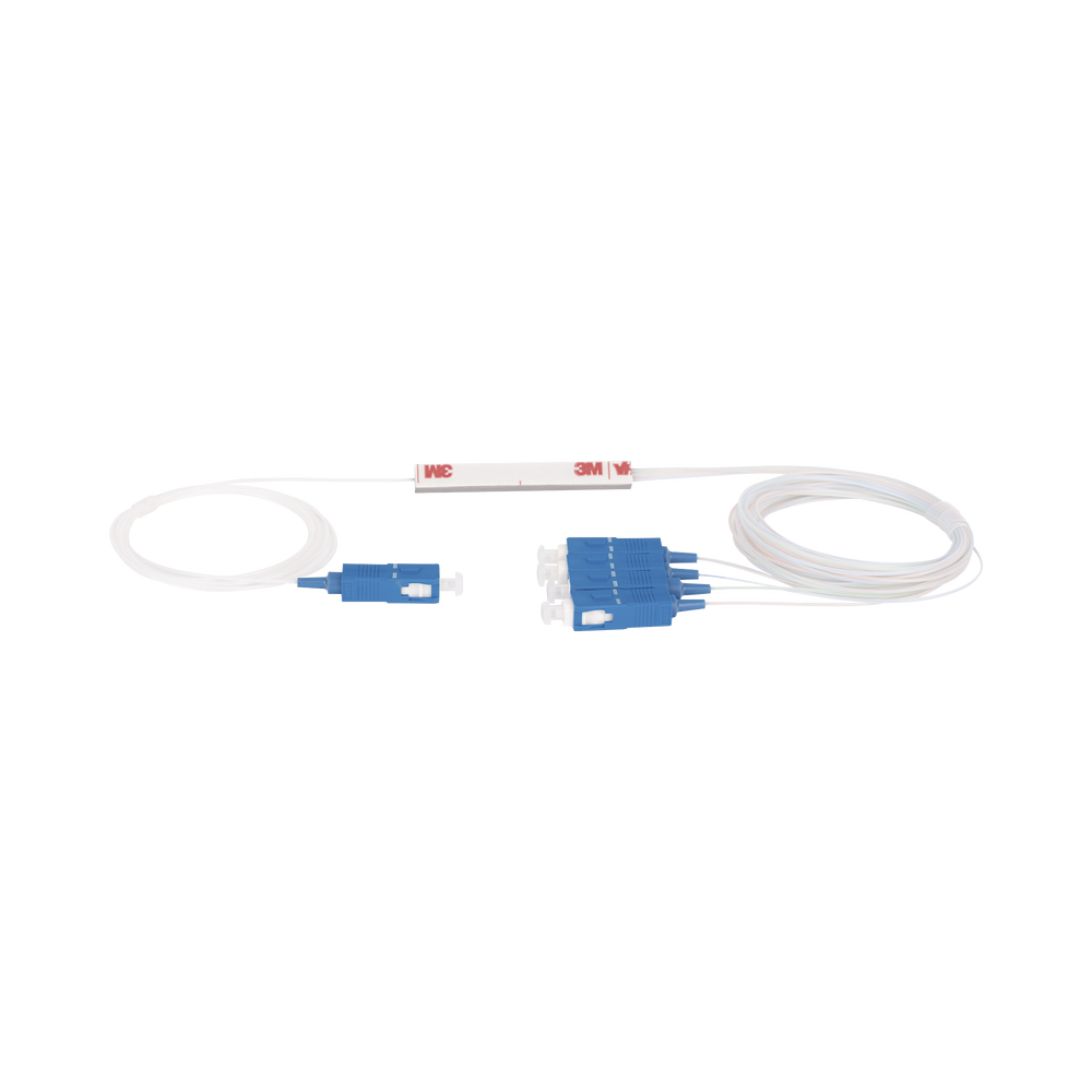Splitter (Divisor Óptico) tipo PLC, de 1x4, conectores SC/UPC