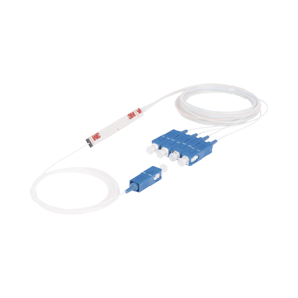 Splitter (Divisor Óptico) tipo PLC, de 1x4, conectores SC/UPC