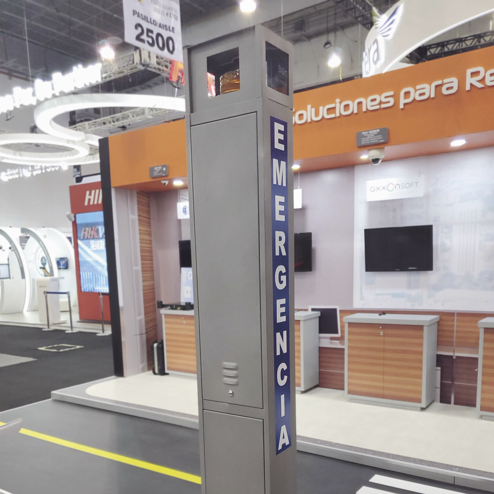 Tower-type cabinet for Alert System using Fanvil I12-N-01P equipment and strobe (Not included).