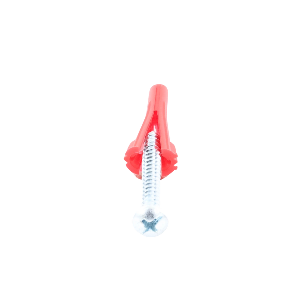 Paquete de 10 taquetes rojos 1 1/2" y 10 tornillos 10mm x 1 1/2" (1103-05002)