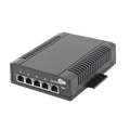 Switch para Aplicación Solar, 4 Puertos PoE 802.3 af/at 10/100/1000 Mbps y un Puerto de Datos, Entrada 12-24 VCD