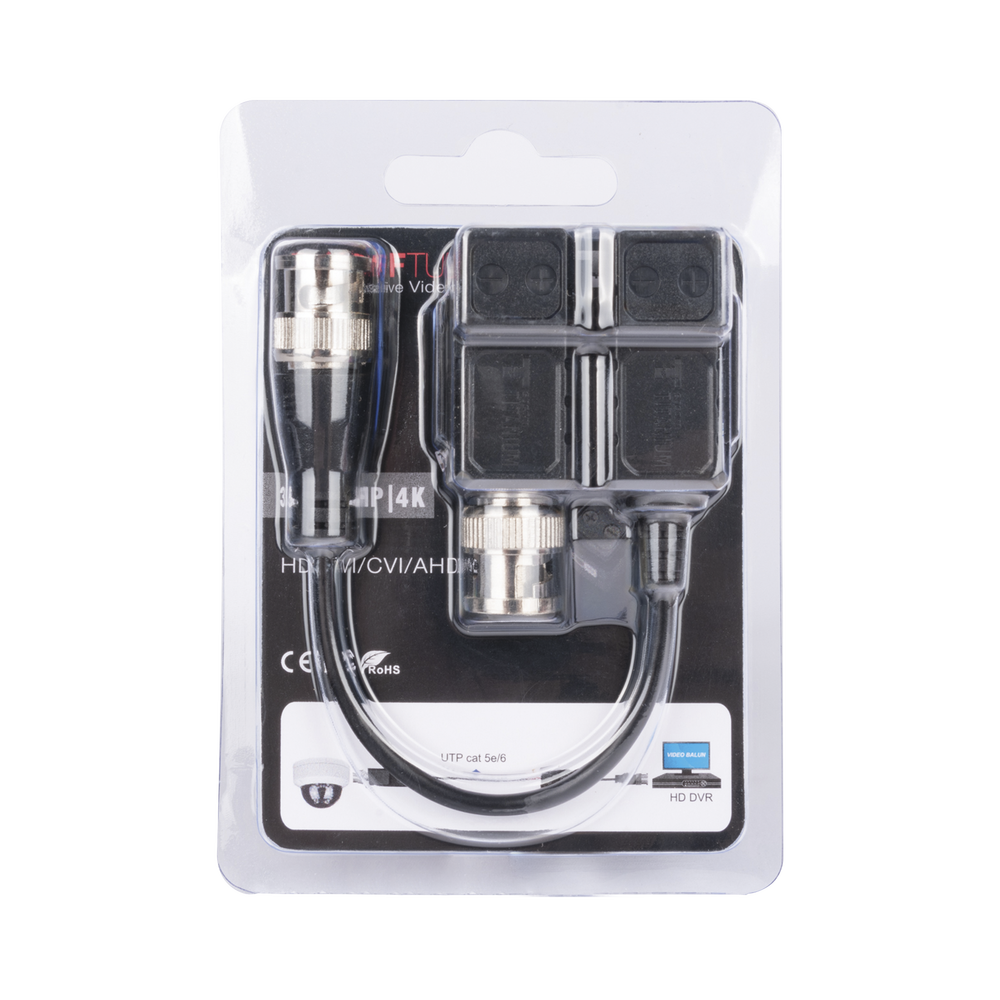 Transceiver Kit (Baluns) with TOP PUSH Terminal, 4K Resolution, Shielded COAXIAL Flexible Cable / COAXITRON / AUDIO BY COAXITRON / OSD Menu / 100% COPPER Connector / TVS Protection, PREMIUM Quality