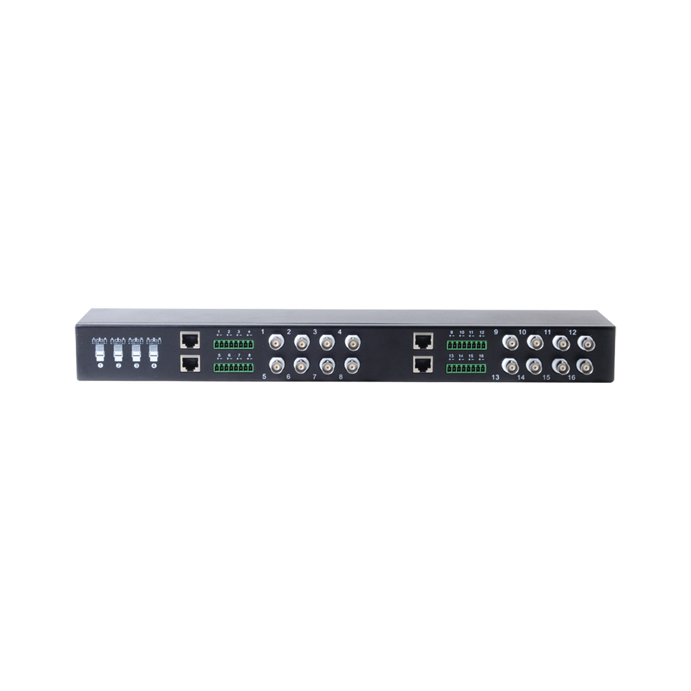 (TRANCEPTOR) 16-CHANNEL PASSIVE VIDEO RECEIVER / 4K Resolution / Compatible with Cat 5e/6 UTP cable / Compatible with HD-TVI/CVI/AHD/CVBS / ALL INCLUSIVE FOR RACK / Built-in surge protection.