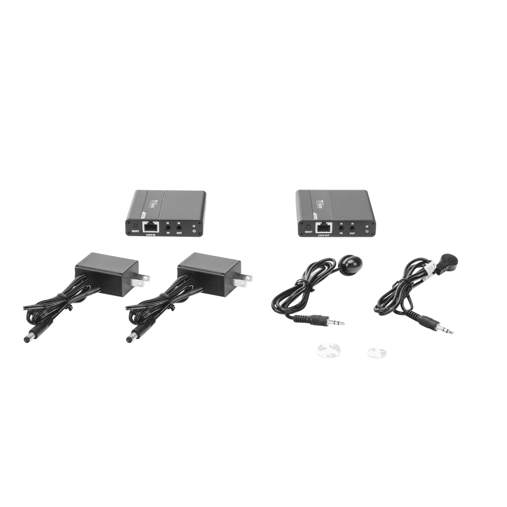 HDMI Extender Kit for distances of 70 meters / Supports resolutions 720 and 1080P @ 60 Hz / Cat 6, 6a and 7 / Zero Latency / 24/7 use / HDR10 / Loop output / EDID configuration / Supports remote control of the source equipment / 3.5mm audio output