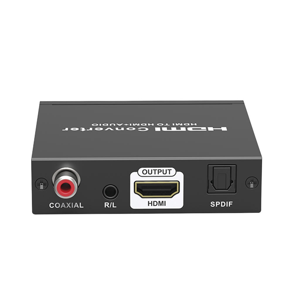 Extractor de Audio de HDMI a HDMI + Audio / Salida de Audio Digital o Análoga / SPDIF / Toslink / Auxiliar 3.5mm (Estéreo) / Salida HDMI solo video / Soporta ARC / HDR / HDCP / Separa el Audio del Contenido HDMI .
