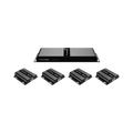 Kit Divisor y Extensor HDMI (Extender Splitter)  / Divide 1 Fuente HDMI a 4 Pantallas / Extiende la señal HDMI hasta 120 m / Resolución 1080P @ 60 Hz / Cat 5e/6/6a / Soporta IR / Baja Latencia / Uso24/7 / Alimente solo el Tx (PoC).