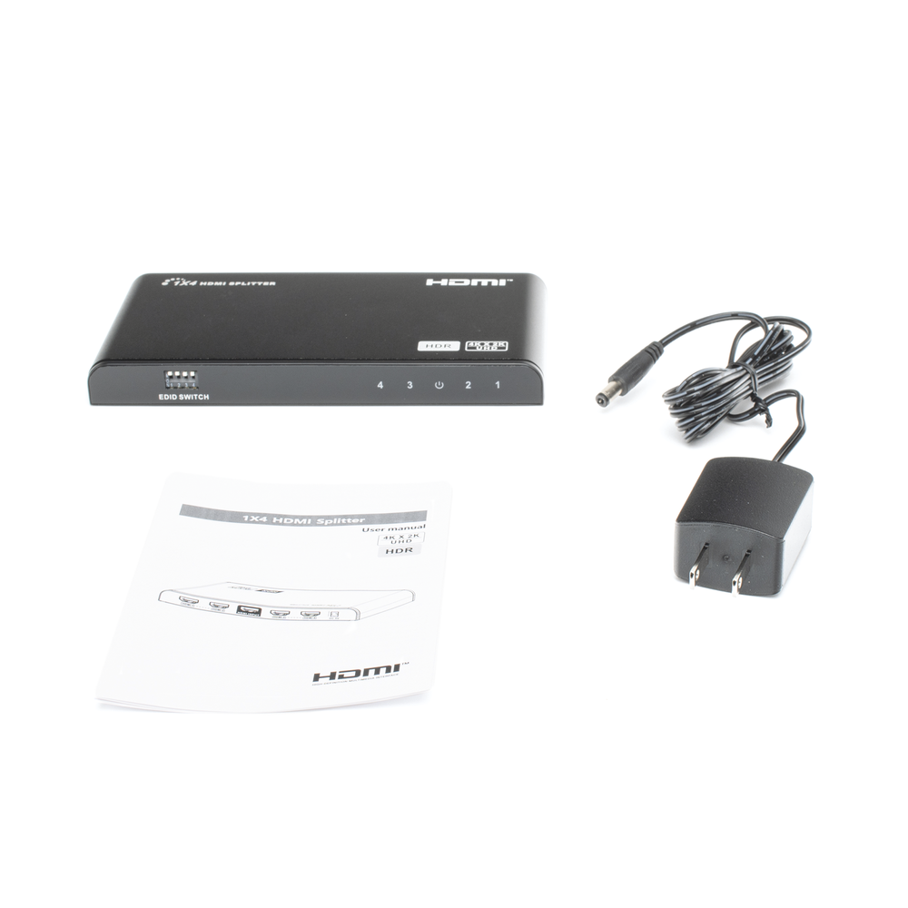 Divisor (Splitter) HDMI 4K de 1 Entrada a 4 Salidas (Simultaneas) / Soporta 4K×2K  / Soporta 4 equipos con conexión en Cascada / Ajuste de resoluciones EDID / HDR / HDMI 2.0 /  HDCP 2.2  / Permite mezclar pantallas en 4K y 1080P