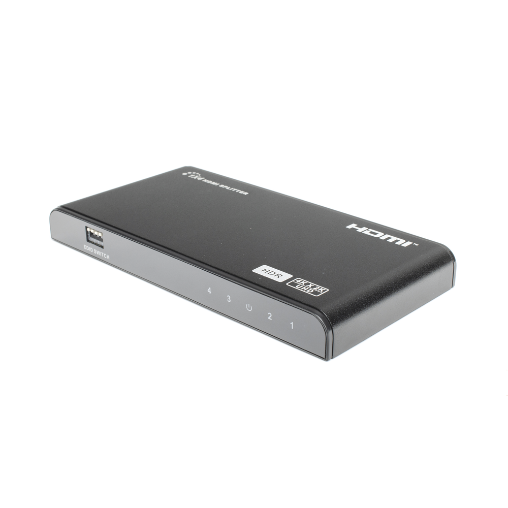 Divisor (Splitter) HDMI 4K de 1 Entrada a 4 Salidas (Simultaneas) / Soporta 4K×2K  / Soporta 4 equipos con conexión en Cascada / Ajuste de resoluciones EDID / HDR / HDMI 2.0 /  HDCP 2.2  / Permite mezclar pantallas en 4K y 1080P