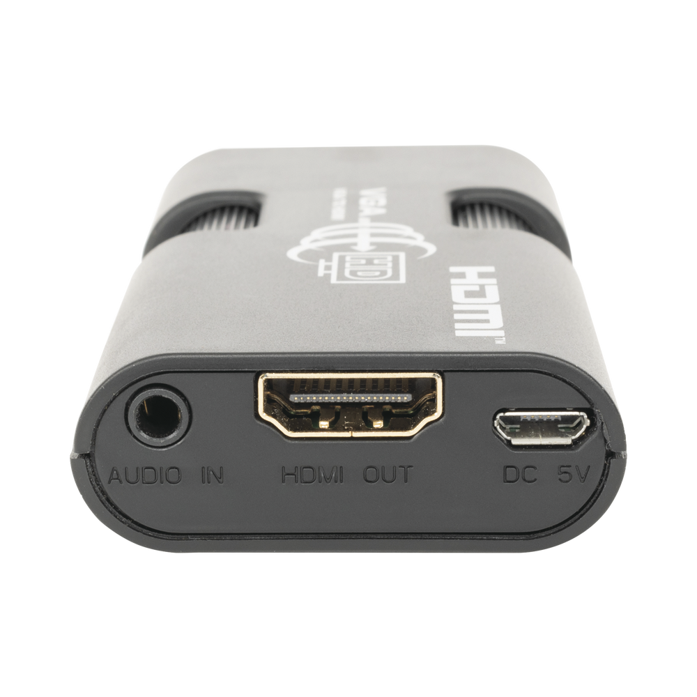 MINI Adaptador de VGA a HDMI /  Resolución 1920x1080 @ 60Hz / Jack de audio de 3.5mm / Soporta alimentacion  por Micro USB
