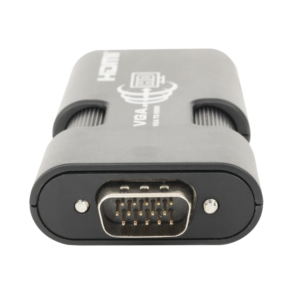MINI Adaptador de VGA a HDMI /  Resolución 1920x1080 @ 60Hz / Jack de audio de 3.5mm / Soporta alimentacion  por Micro USB