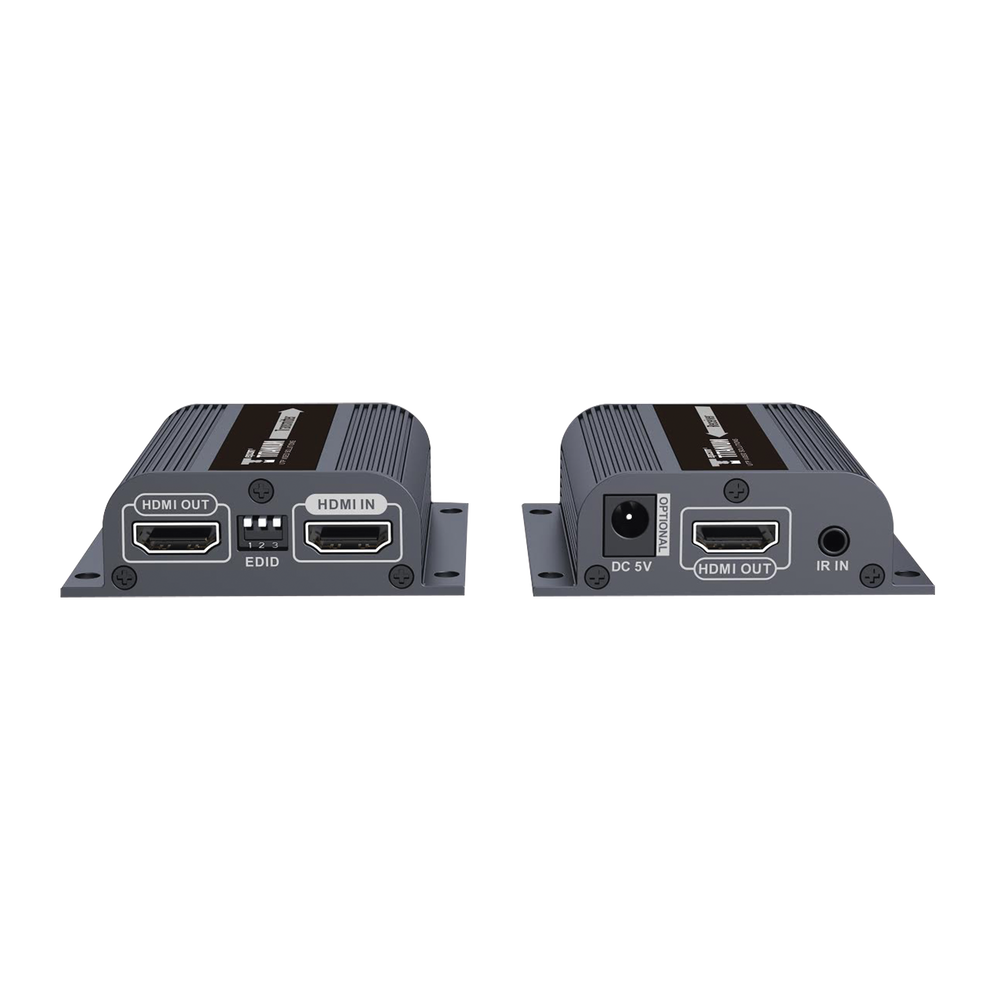 HDMI Extender Kit for distances of 50 meters / Supports resolutions 720 and 1080P @ 60 Hz / Cat 6, 6a and 7 / Loop output on the Tx for local display / EDID configuration / Supports remote control of the source equipment / Power only the Tx