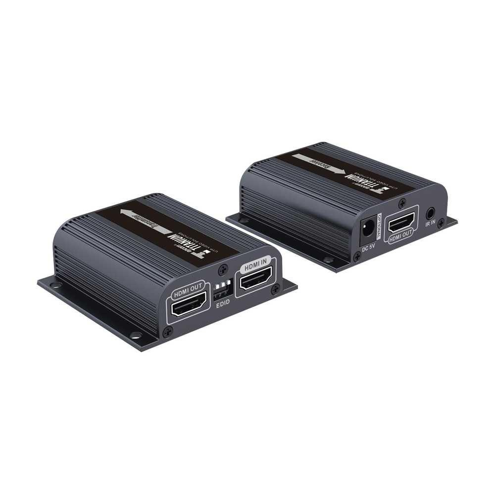 Kit Extensor HDMI para distancias de 50 metros / Soporta resoluciones 720 y 1080P @ 60 Hz / Cat 6, 6a y 7 / Salida Loop en el Tx para visualización local /  Configuración EDID / Soporta control remoto del equipo fuente / Alimente solo el Tx 