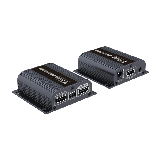 Kit Extensor HDMI para distancias de 50 metros / Soporta resoluciones 720 y 1080P @ 60 Hz / Cat 6, 6a y 7 / Salida Loop en el Tx para visualización local /  Configuración EDID / Soporta control remoto del equipo fuente / Alimente solo el Tx 
