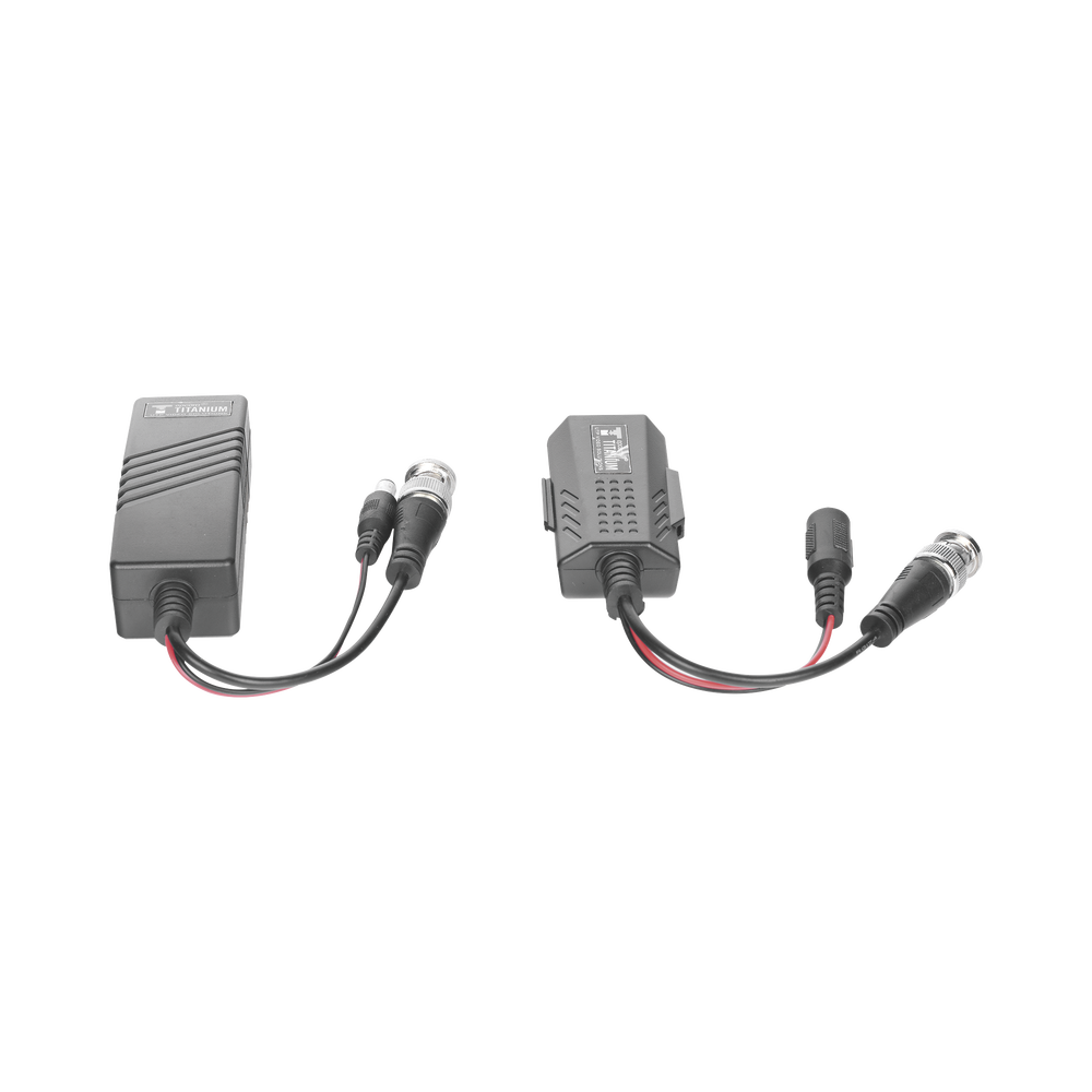 TURBO HD active transceiver kit. Converts 36/24 VDC to regulated 12 VDC via Cat5e/6 UTP cable. 200 m transmission range in 3K.