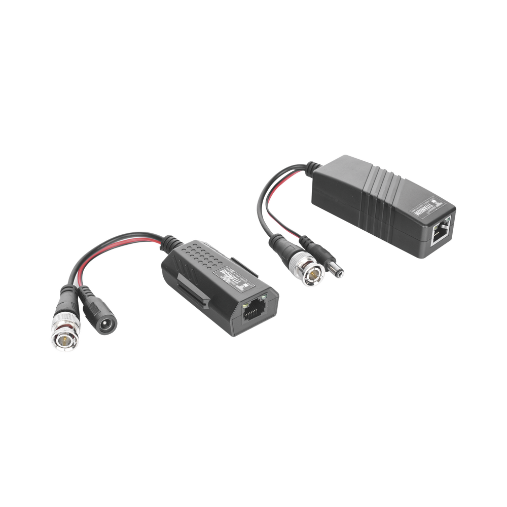 TURBO HD active transceiver kit. Converts 36/24 VDC to regulated 12 VDC via Cat5e/6 UTP cable. 200 m transmission range in 3K.