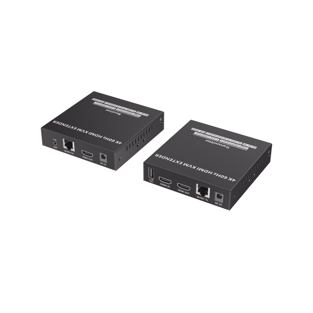 Kit Extensor HDMI para distancias de 150 metros | Transmite el Video y Controla tu DVR vía USB a distancia | Soporta resolución 4K @60Hz | Cat 6, 6a y 7 | Salida Loop en el Tx para visualización local | Soporta control remoto del equi
