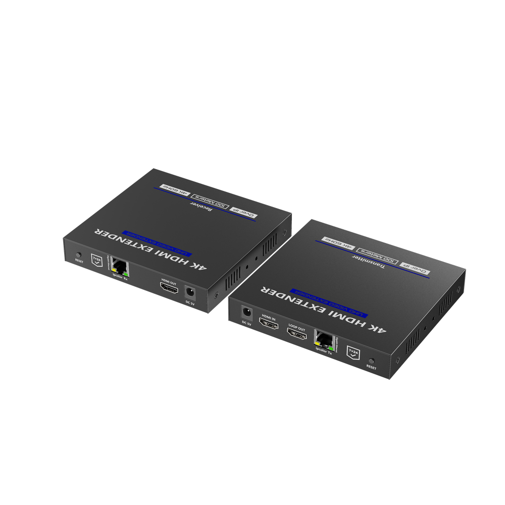 KIT EXTENSOR HDMI 4K@60HZ sobre IP GIGABIT / IPCOLOR / 100m en Conexión Uno a Uno /  Salida Loop / IR Bi-Direccional / RS232 / ARC / CERO LATENCIA / Soporta conexión Uno a Muchos/Switch en Cascada