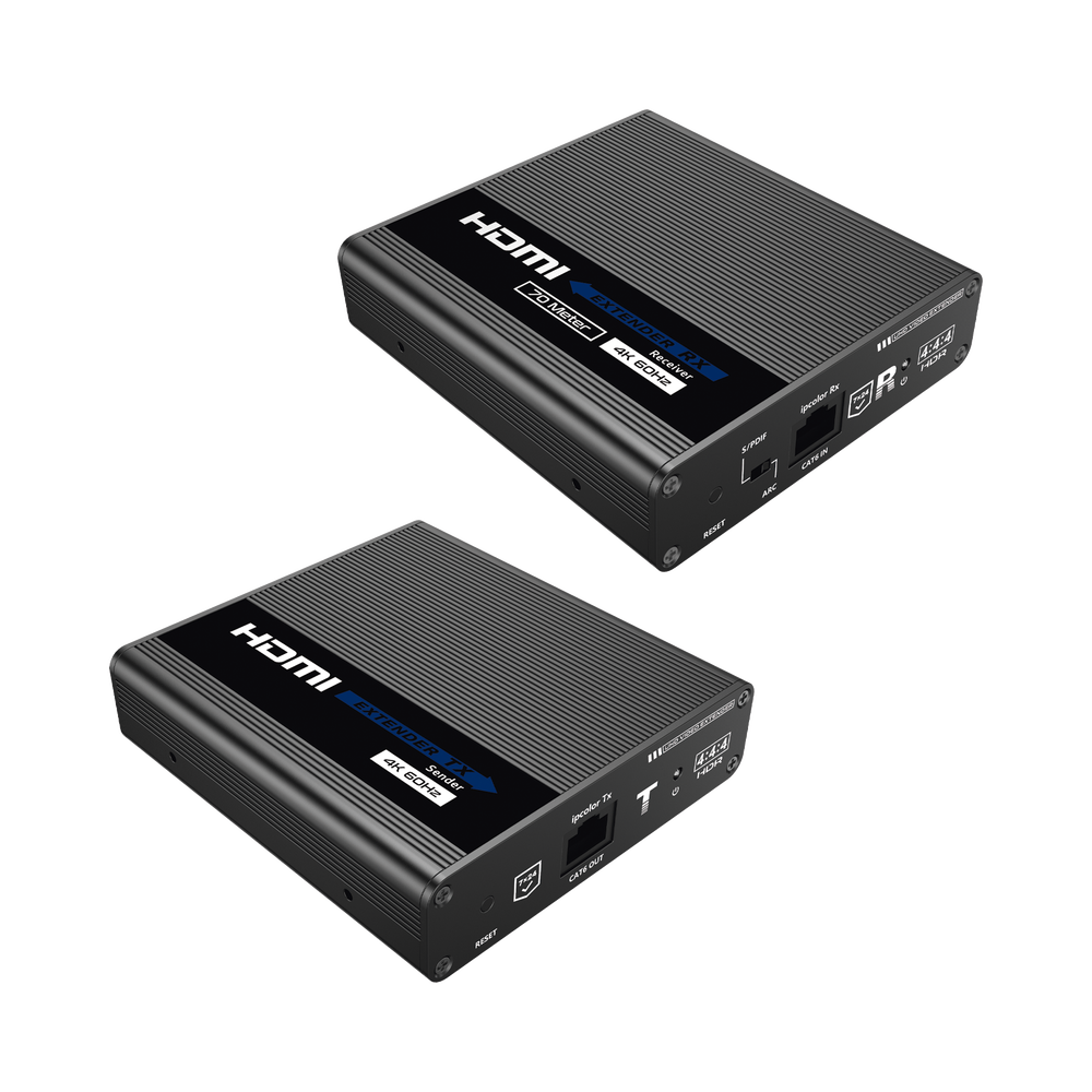 Kit Extensor HDMI hasta 700 metros con Conexión en Cascada / 4K @ 60 Hz/ Cat 6, 6a y 7 / IPCOLOR / CERO LATENCIA / SIN COMPRIMIR / HDR10 / Salida Loop / IR bidireccional / Puerto S/PDIF / Soporta ARC / Soporta 10 TT-676-Rx.